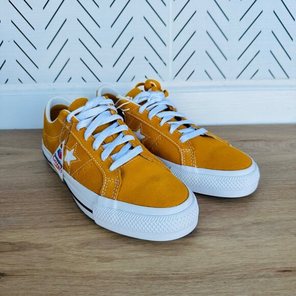 ⭐Converse One Star Pro OX Low Men Shoes 6.5 Mustard Yellow Suede Sneaker A09231C - Picture 2 of 10